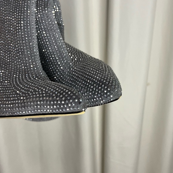 Silver Rhinestone Stiletto Women's Knee-High Boots - Picture 10 of 14